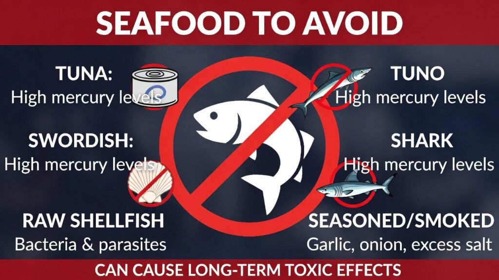 Crossed-out seafood icon illustrating dangerous options. can dogs eat seafood.