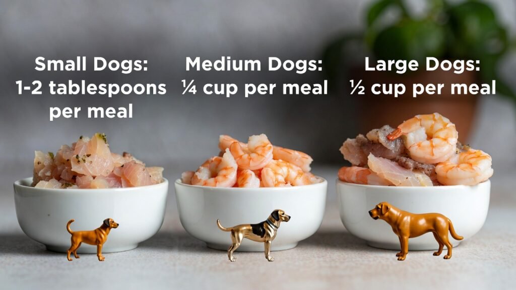 Portion sizes of seafood in bowls. can dogs eat seafood